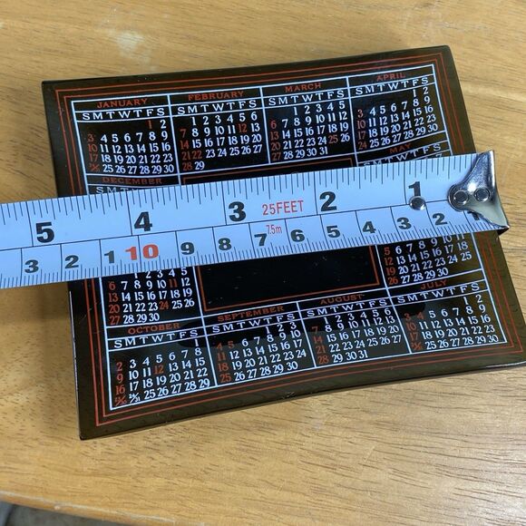 Vintage Mid-Century Modern Square Astray Trinket Tray 1960 Calendar Smokey Glass - Picture 3 of 4